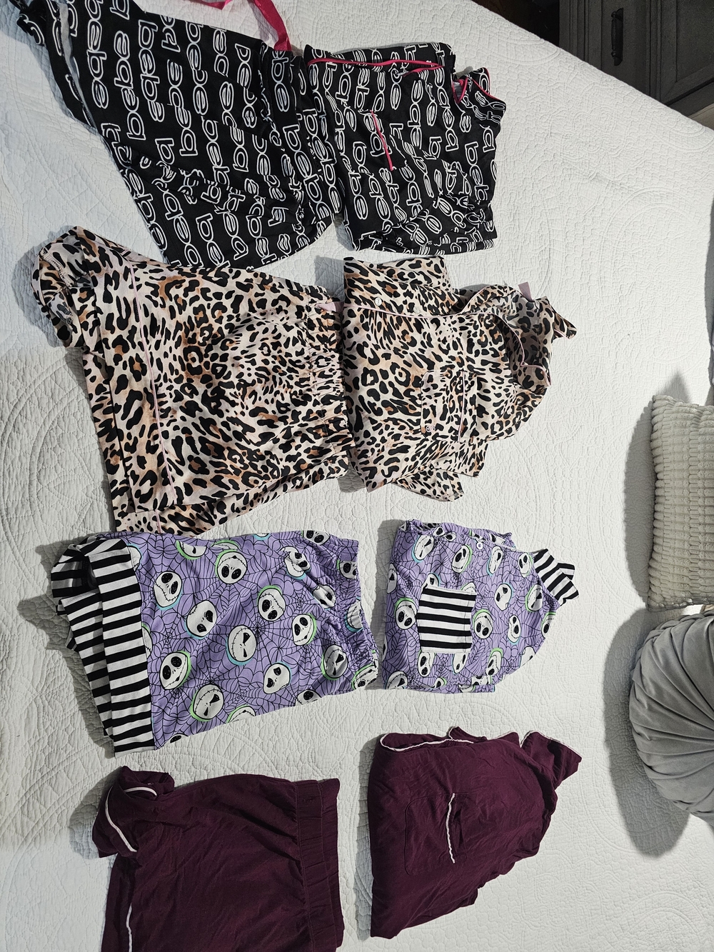 Mixed Pajama Set Bundle - Leopard, Purple Skulls & Maroon